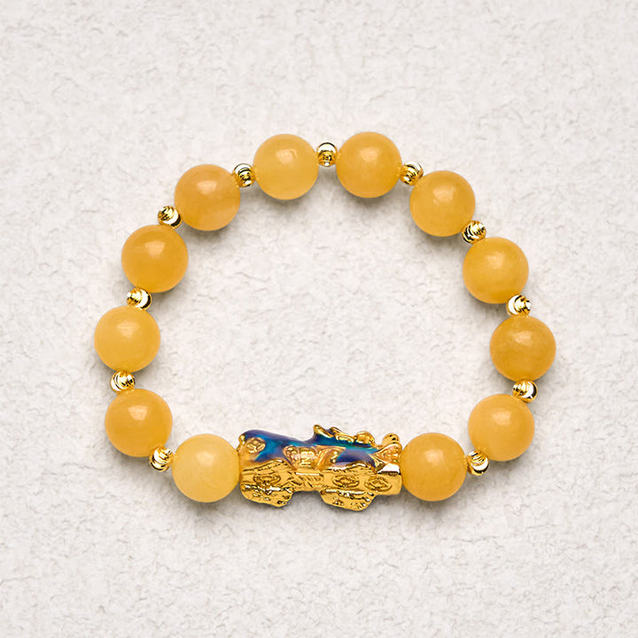 Buddha Stones Natürlicher Topas Farbwechsel PiXiu Reichtum Armband