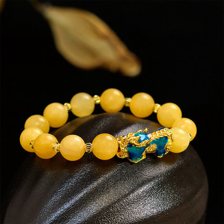 Buddha Stones Natürlicher Topas Farbwechsel PiXiu Reichtum Armband