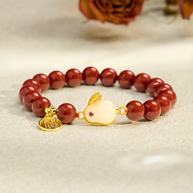 Buddha Stones Zinnober Kaninchen Bunny Fu Charakter Segen Armband