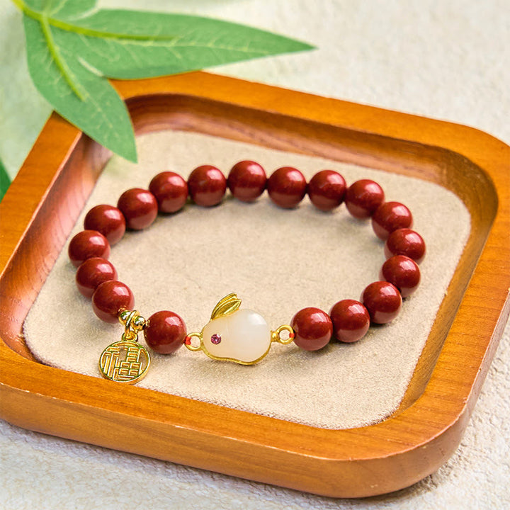 Buddha Stones Zinnober Kaninchen Bunny Fu Charakter Segen Armband