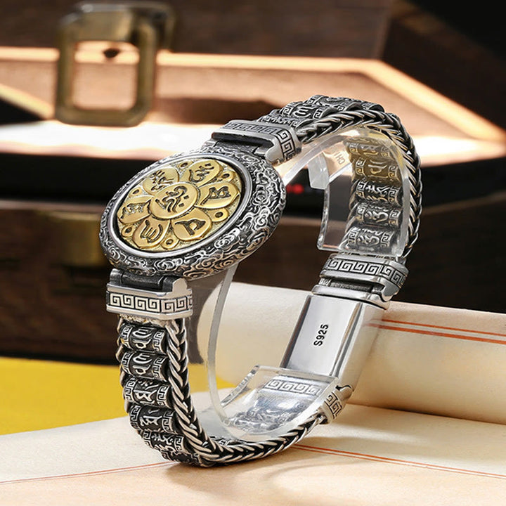 Buddha Stones, tibetische Kupferschnalle, Om Mani Padme Hum, Drehscheibe, drehbar, Peace-Metall-Armband