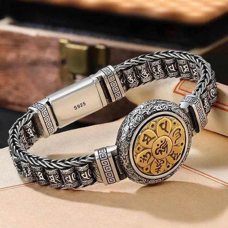 Buddha Stones, tibetische Kupferschnalle, Om Mani Padme Hum, Drehscheibe, drehbar, Peace-Metall-Armband