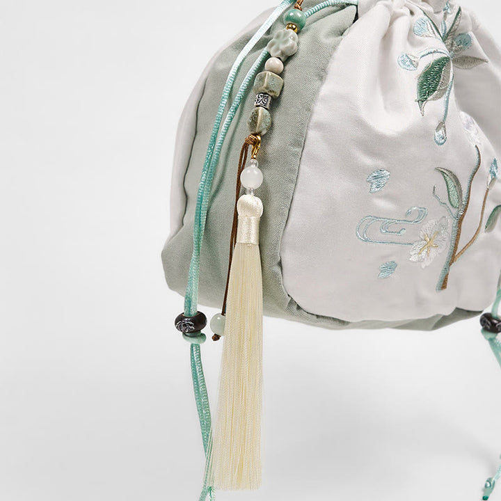 Buddha Stones bestickt grün Birne Blüte Canvas Tote Crossbody Bag Schultertasche Handtasche