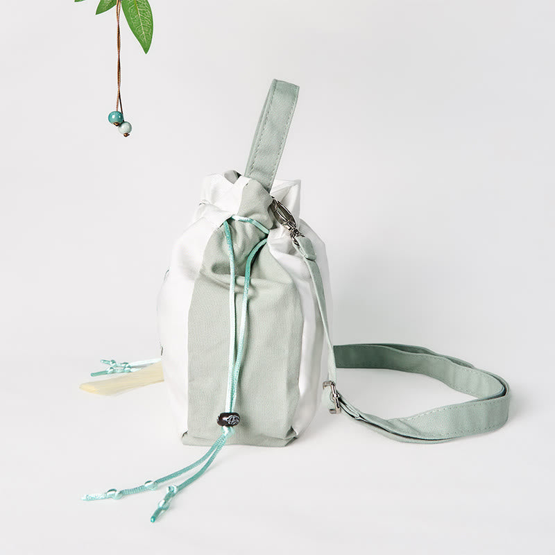 Buddha Stones bestickt grün Birne Blüte Canvas Tote Crossbody Bag Schultertasche Handtasche
