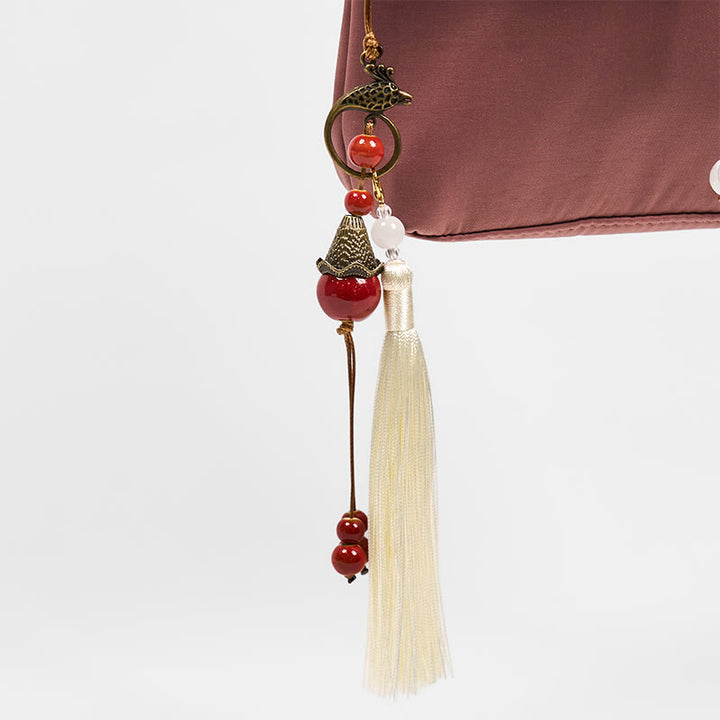 Buddha Stones Plain Braun Bestickt Plum Bossom Baumwolle Leinen Umhängetasche Schultertasche