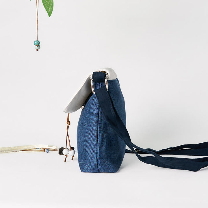 Handgefertigter, bestickter Rucksack aus Polyester-Canvas mit Buddha Stones und großer Kapazität