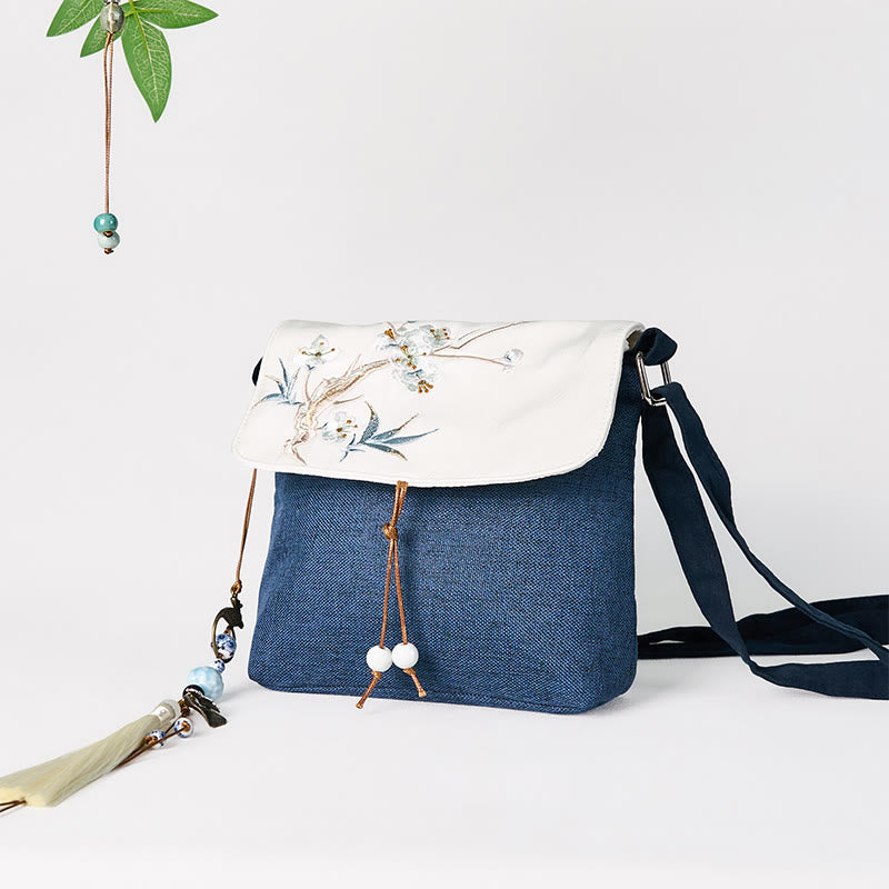 Handgefertigter, bestickter Rucksack aus Polyester-Canvas mit Buddha Stones und großer Kapazität
