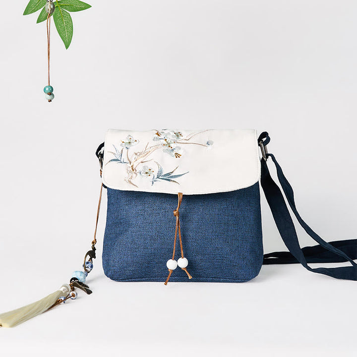 Handgefertigter, bestickter Rucksack aus Polyester-Canvas mit Buddha Stones und großer Kapazität