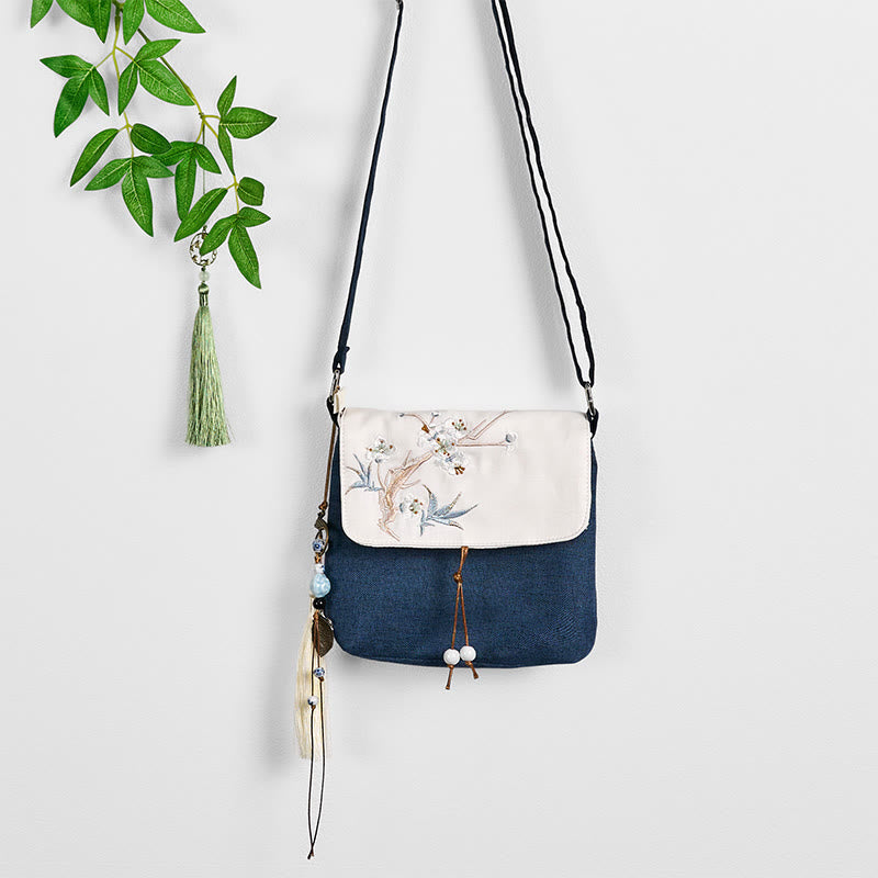 Handgefertigter, bestickter Rucksack aus Polyester-Canvas mit Buddha Stones und großer Kapazität