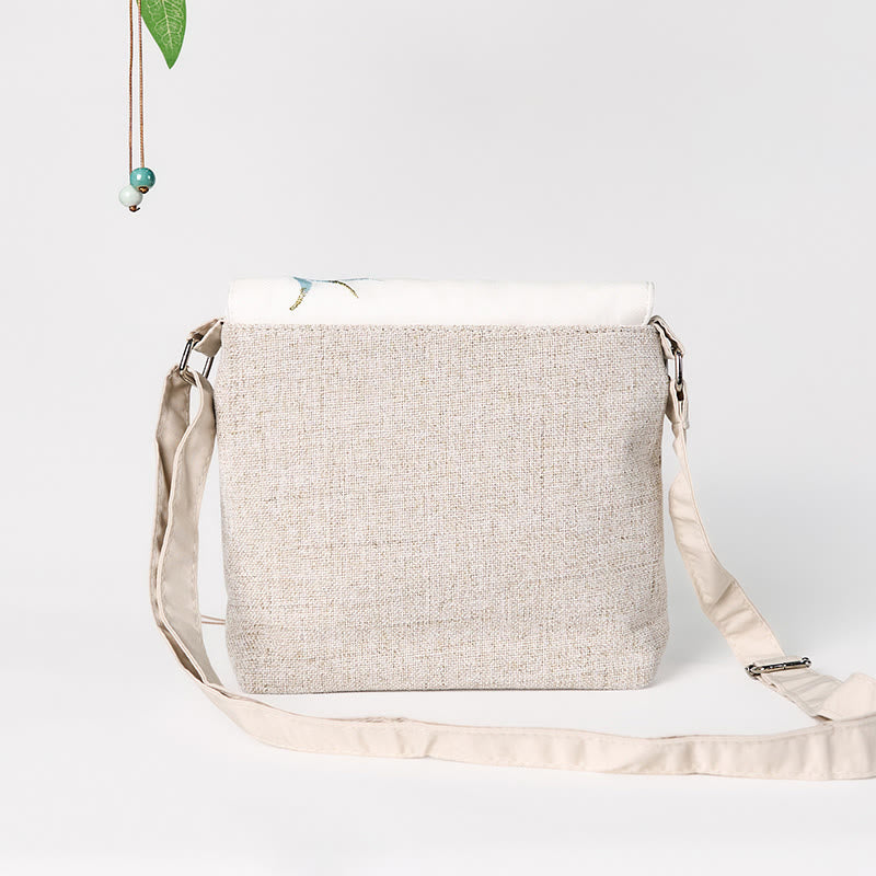 Buddha Stones Handgefertigter Rucksack aus Polyester-Canvas mit großer Kapazität und Magnolienstickerei