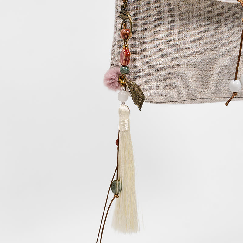 Buddha Stones Handgefertigter Rucksack aus Polyester-Canvas mit großer Kapazität und Magnolienstickerei