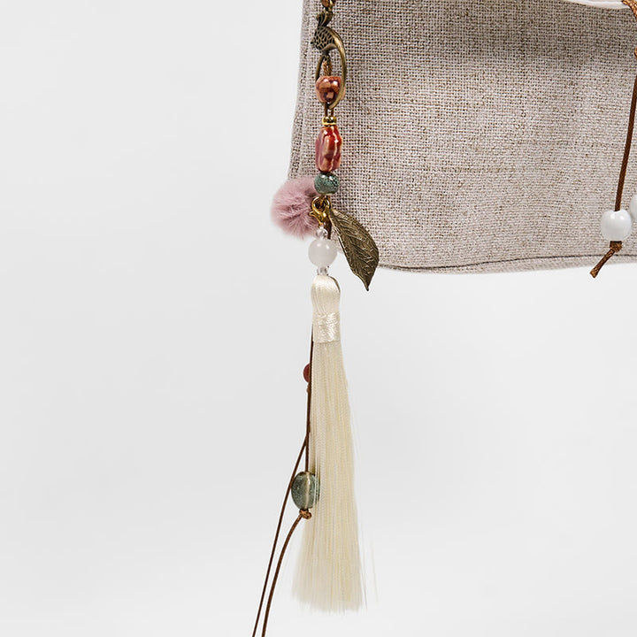 Buddha Stones Handgefertigter Rucksack aus Polyester-Canvas mit großer Kapazität und Magnolienstickerei