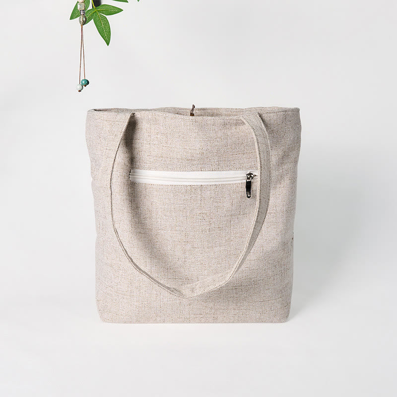 Buddha Stones Magnolia Stickerei Canvas Polyester Schultertasche