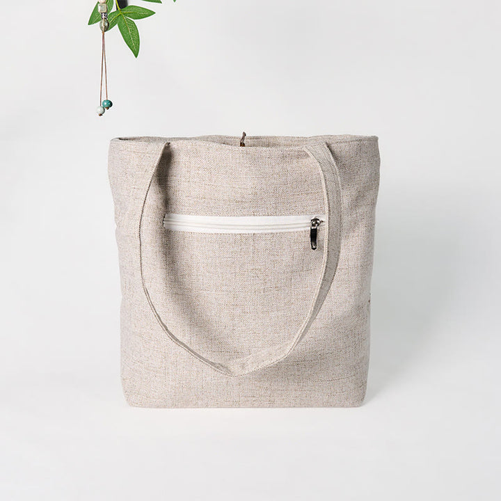Buddha Stones Magnolia Stickerei Canvas Polyester Schultertasche