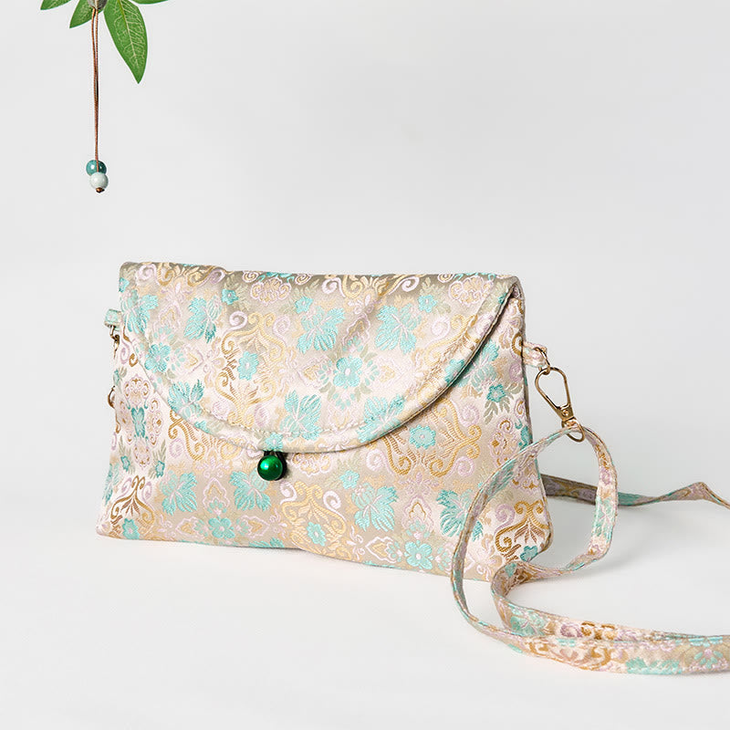 Buddha Stones Retro Blumen Muster Polyester Baumwolle Stickerei Umhängetasche Hangbags