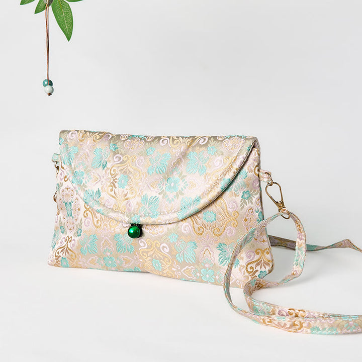 Buddha Stones Retro Blumen Muster Polyester Baumwolle Stickerei Umhängetasche Hangbags