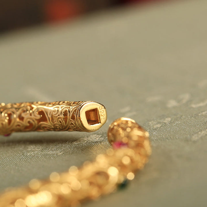 Buddha Stones Cyan Jade Kupfer Überzogene Gold Glücksbringer Wolken Kürbis Glück Armband Armreif