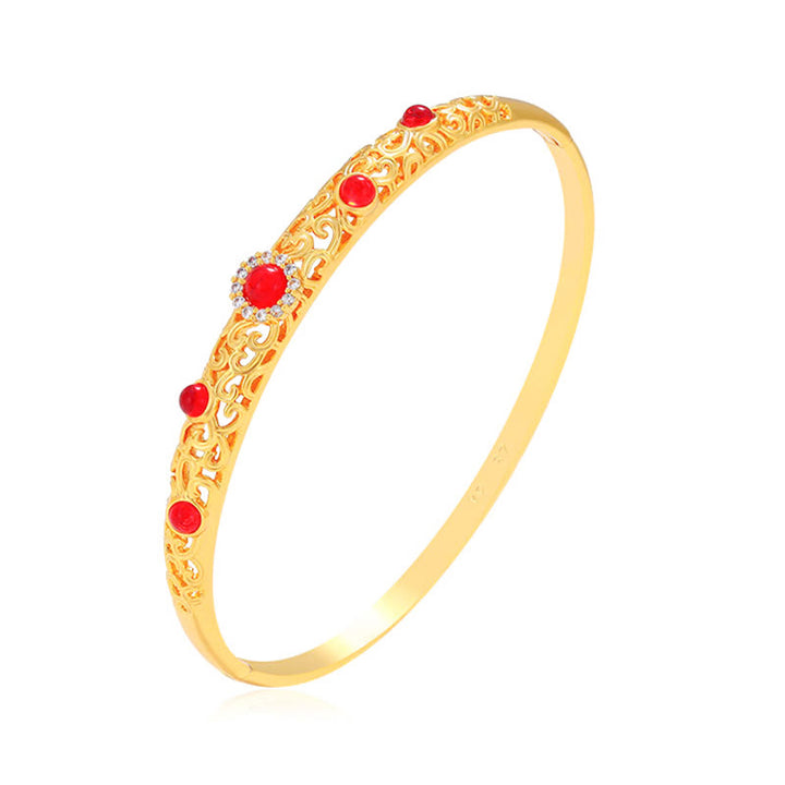 Buddha Stones Vine Design Legierung Zirkon Glück Armband Armreif