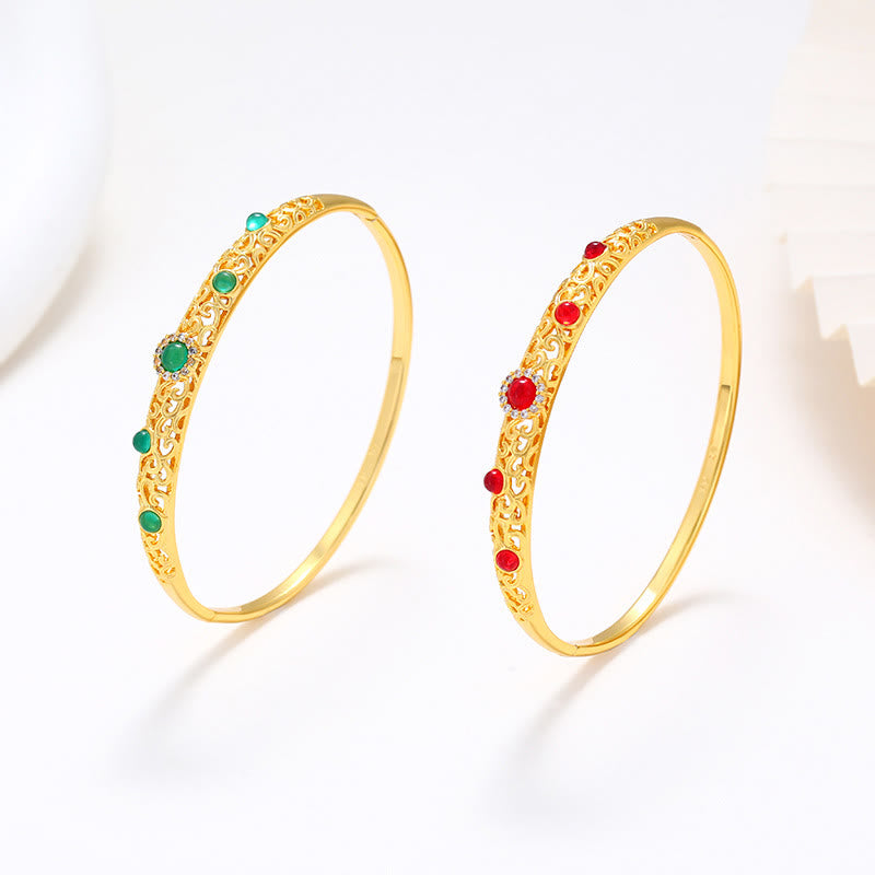 Buddha Stones Vine Design Legierung Zirkon Glück Armband Armreif