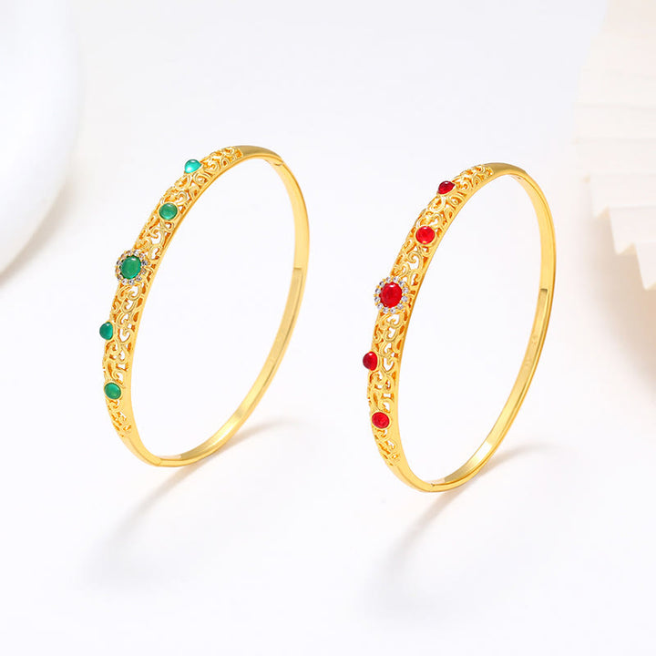 Buddha Stones Vine Design Legierung Zirkon Glück Armband Armreif