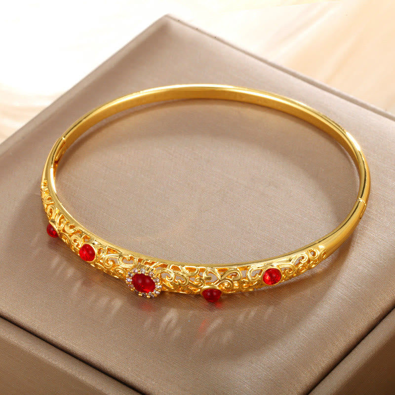 Buddha Stones Vine Design Legierung Zirkon Glück Armband Armreif - Rot - 56 mm (Kann geöffnet werden) - image 1