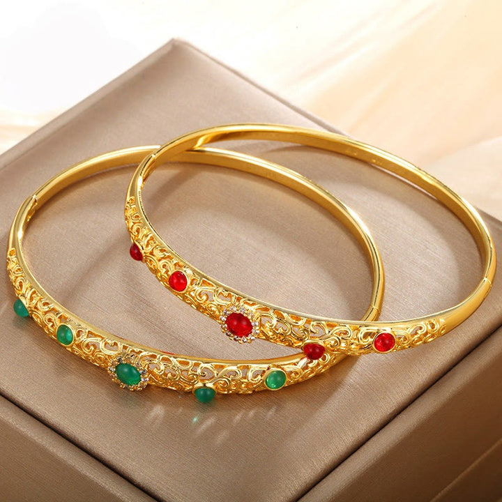 Buddha Stones Vine Design Legierung Zirkon Glück Armband Armreif