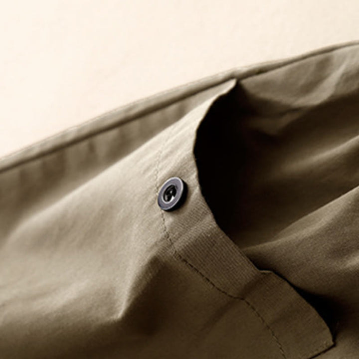 Buddha Stones Casual Vintage Einfarbige Knopfdesign Damenhose aus Baumwolle mit weitem Bein und Taschen - image 12