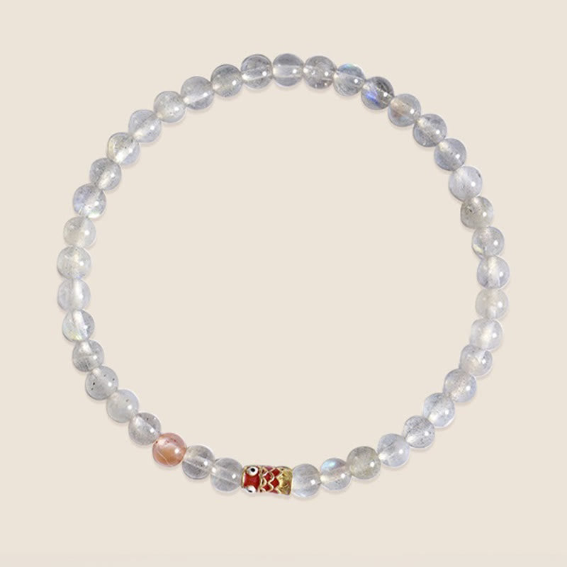 Buddha Stones Ultradünnes Mondstein-Koi-Fisch-Heilarmband