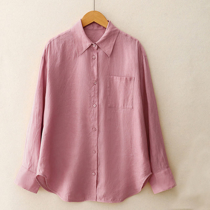 Buddha Stones Sommer 2-teilig Einfarbig Langarmshirt Top Strickjacke Shorts Meditationskleidung Damen Set mit Taschen - image 3