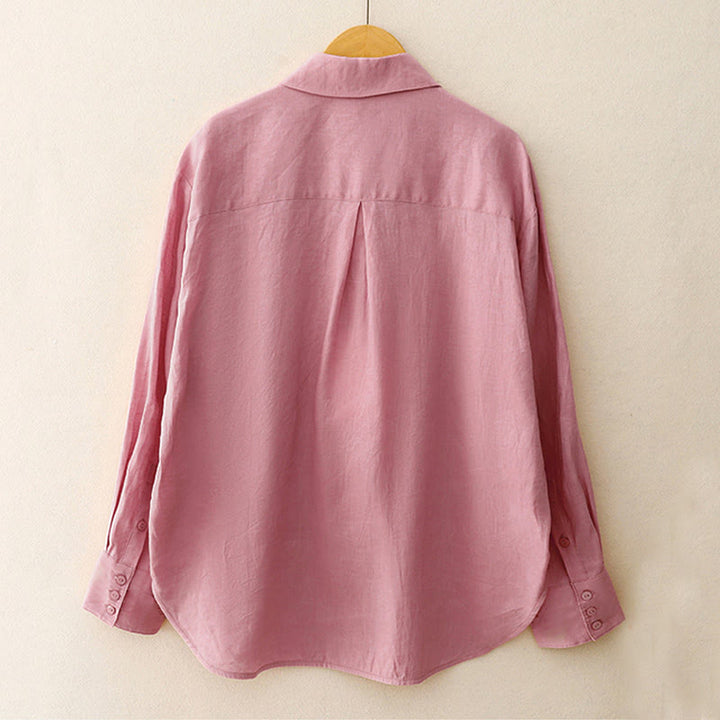 Buddha Stones Sommer 2-teilig Einfarbig Langarmshirt Top Strickjacke Shorts Meditationskleidung Damen Set mit Taschen - image 4