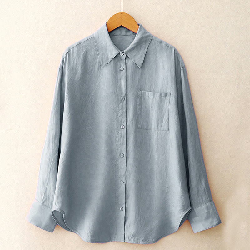 Buddha Stones Sommer 2-teilig Einfarbig Langarmshirt Top Strickjacke Shorts Meditationskleidung Damen Set mit Taschen - image 19