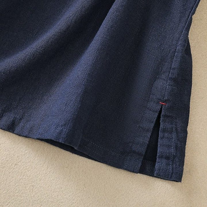 Buddha Stones Casual Plain Slant Stand Collar Collar Colorful Frog-Button Tang Suit Women's Cotton Linen Three Quarter Sleeve Shirt - image 6