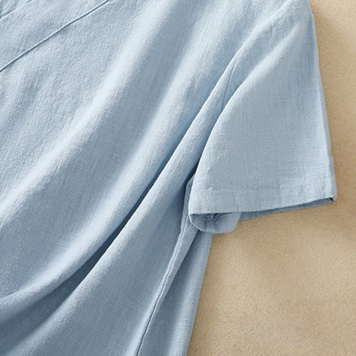 Buddha Stones Casual Plain Slant Stand Collar Collar Colorful Frog-Button Tang Suit Women's Cotton Linen Three Quarter Sleeve Shirt - image 20