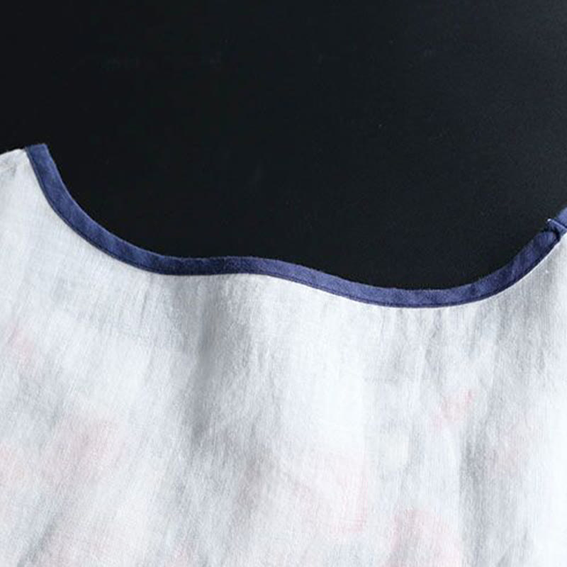 Buddha Stones Retro Künstlerische Stickerei Blumenmuster Rundhals Damen Baumwolle Leinen Kurzarm T-Shirt - image 4