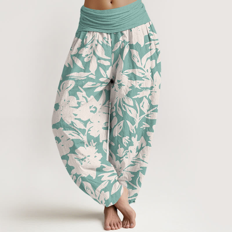 Buddha Stones Lässige Haremshose für Damen mit elastischer Taille und großem Blütenmuster - PowderBlue - US22， UK/AU26，EU54 (6XL) - image 8