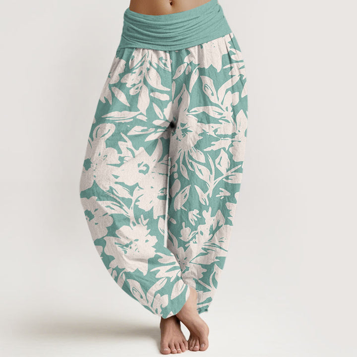 Buddha Stones Lässige Haremshose für Damen mit elastischer Taille und großem Blütenmuster - PowderBlue - US22， UK/AU26，EU54 (6XL) - image 8