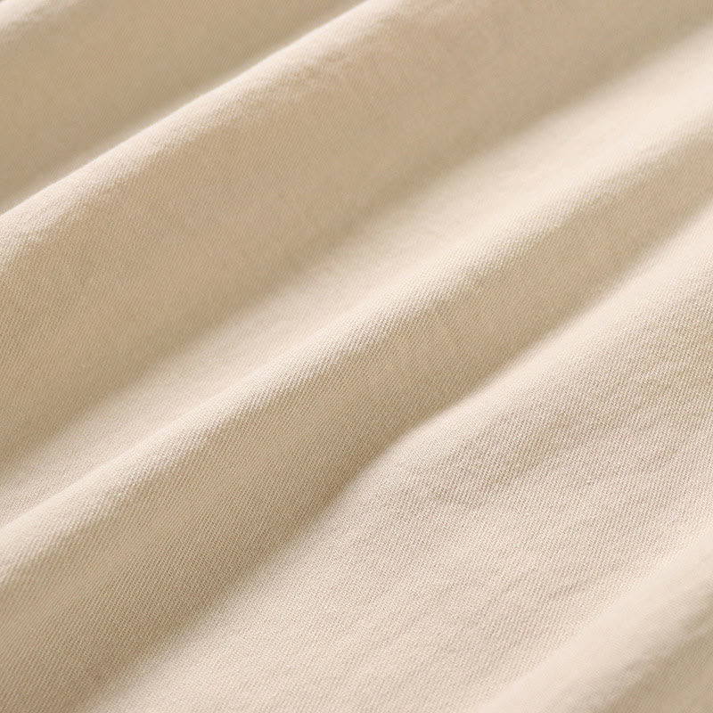 Buddha Stones – Lässiges Midikleid aus Baumwolle und Leinen mit künstlerischer geometrischer Stickerei und Knopfleiste vorne - image 18