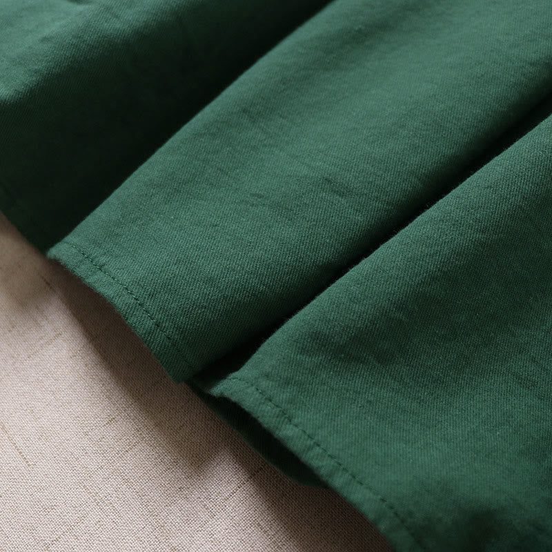 Buddha Stones – Lässiges Midikleid aus Baumwolle und Leinen mit künstlerischer geometrischer Stickerei und Knopfleiste vorne - image 6