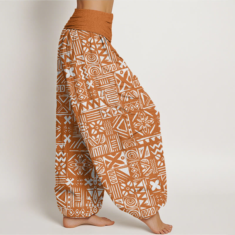 Buddha Stones Lässige Haremshose mit geometrischem Muster im Tribal-Stil für Damen mit elastischer Taille - image 2