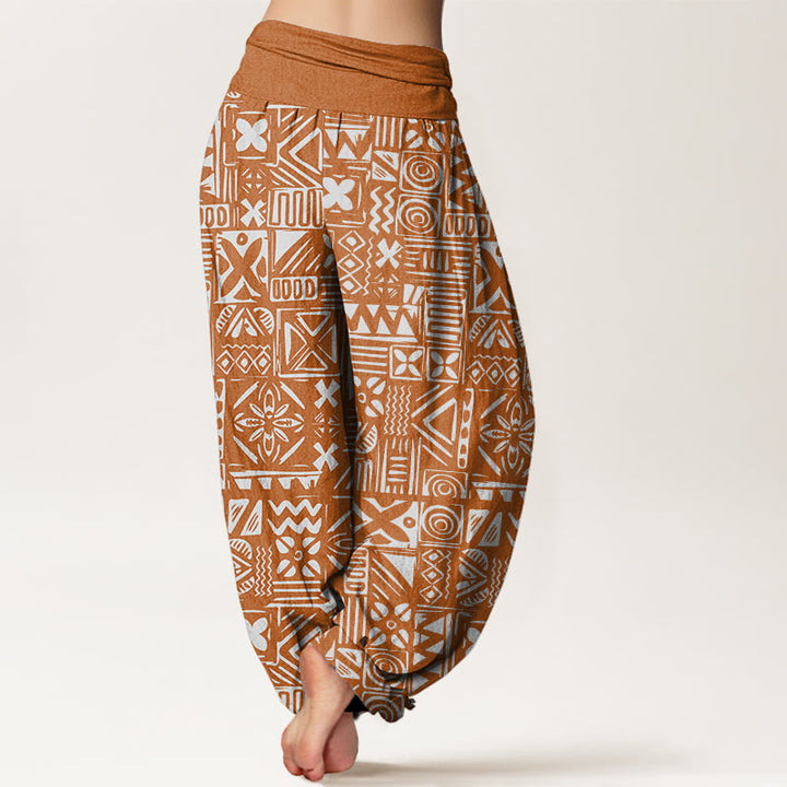 Buddha Stones Lässige Haremshose mit geometrischem Muster im Tribal-Stil für Damen mit elastischer Taille - image 3