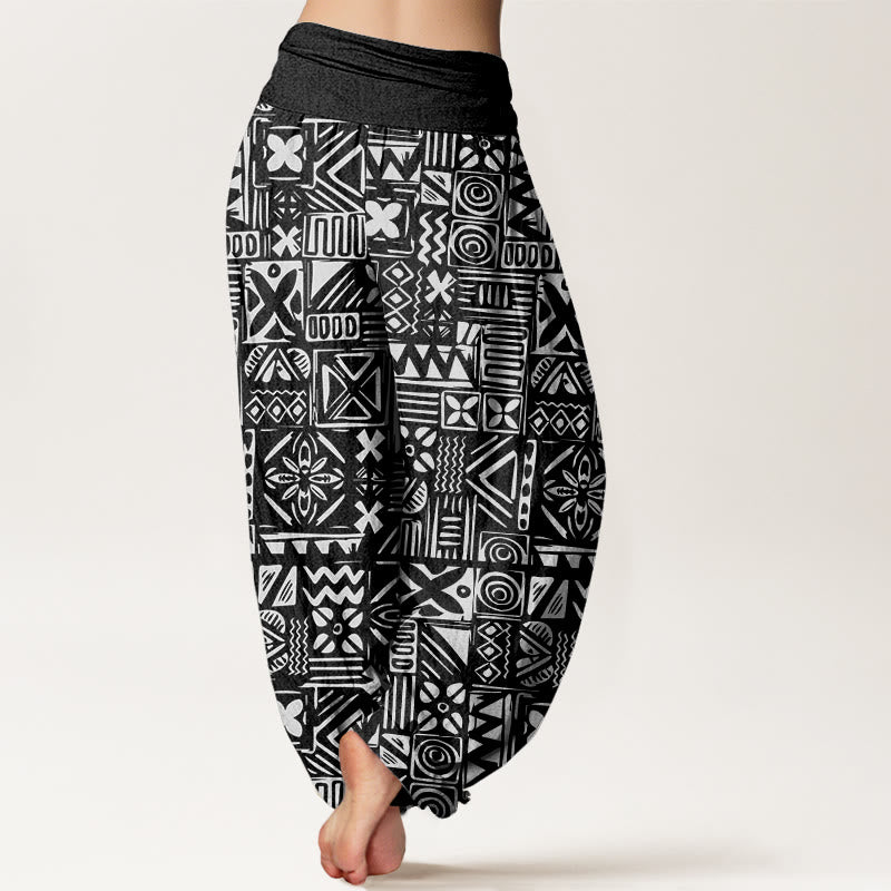 Buddha Stones Lässige Haremshose mit geometrischem Muster im Tribal-Stil für Damen mit elastischer Taille - image 7