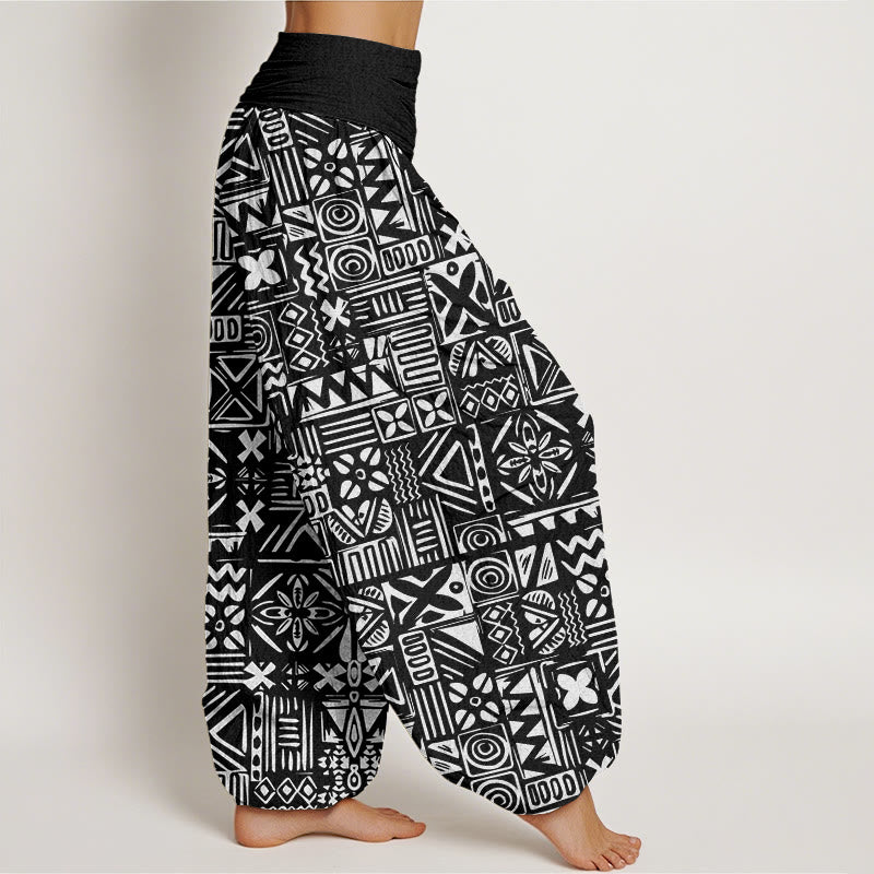 Buddha Stones Lässige Haremshose mit geometrischem Muster im Tribal-Stil für Damen mit elastischer Taille - image 6