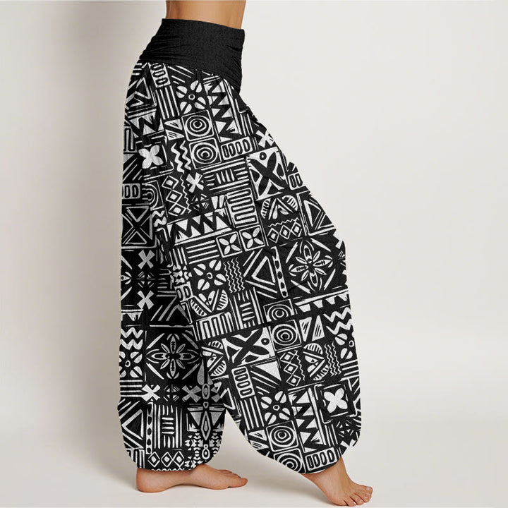 Buddha Stones Lässige Haremshose mit geometrischem Muster im Tribal-Stil für Damen mit elastischer Taille - image 6