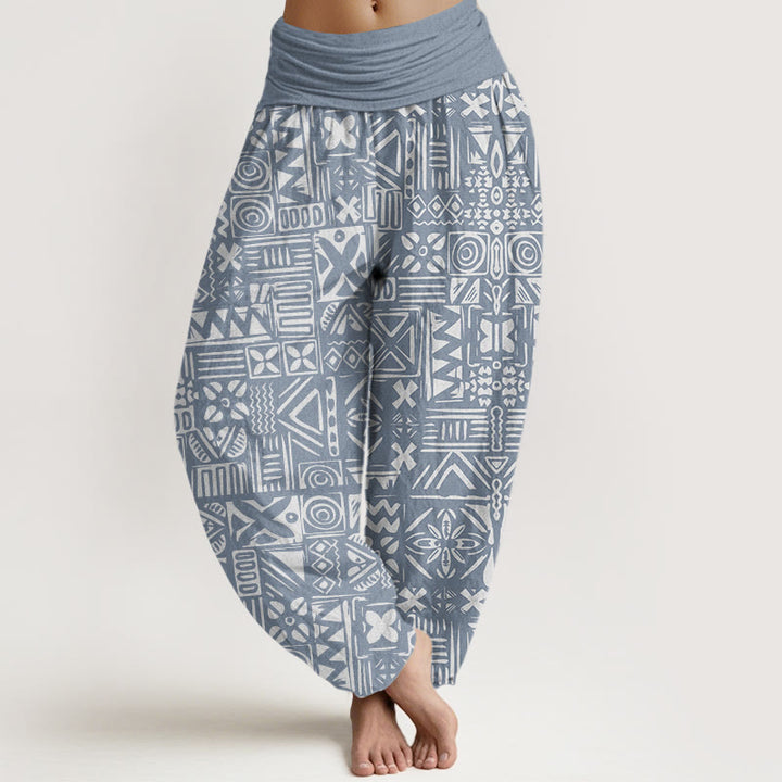 Buddha Stones Lässige Haremshose mit geometrischem Muster im Tribal-Stil für Damen mit elastischer Taille - Hellstahlblau - US22， UK/AU26，EU54 (6XL) - image 8