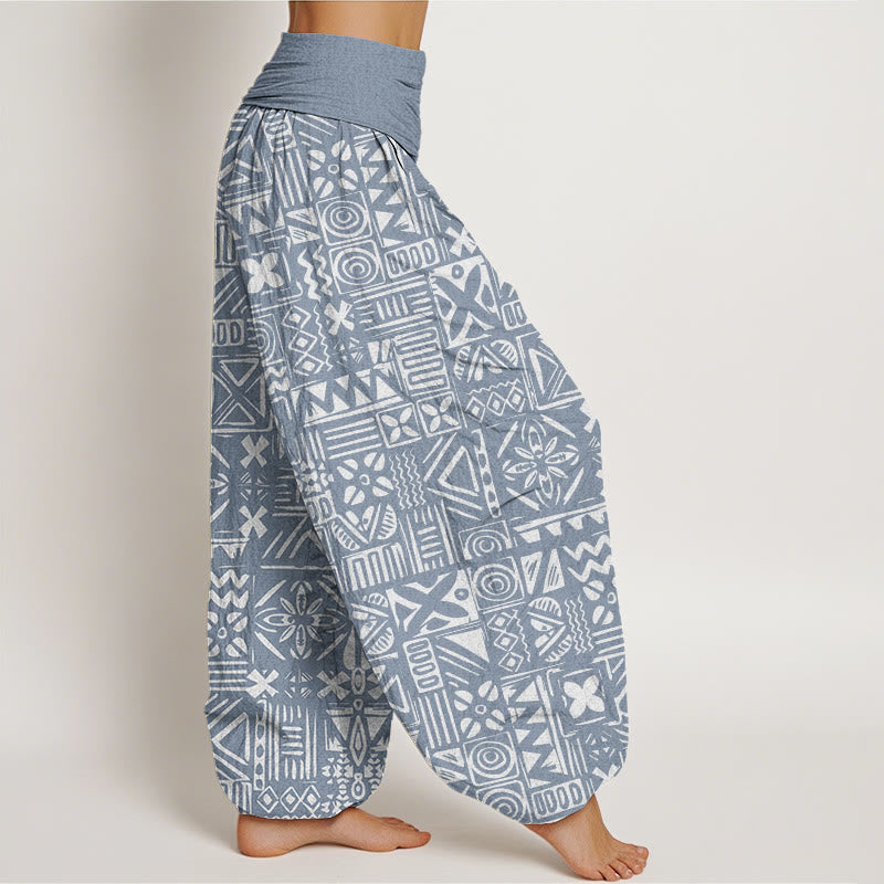 Buddha Stones Lässige Haremshose mit geometrischem Muster im Tribal-Stil für Damen mit elastischer Taille - image 9