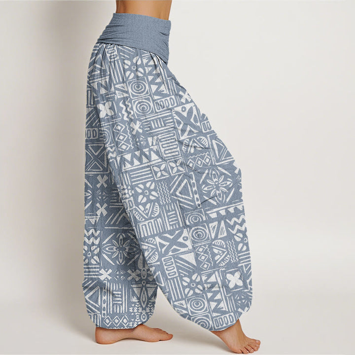 Buddha Stones Lässige Haremshose mit geometrischem Muster im Tribal-Stil für Damen mit elastischer Taille - image 9