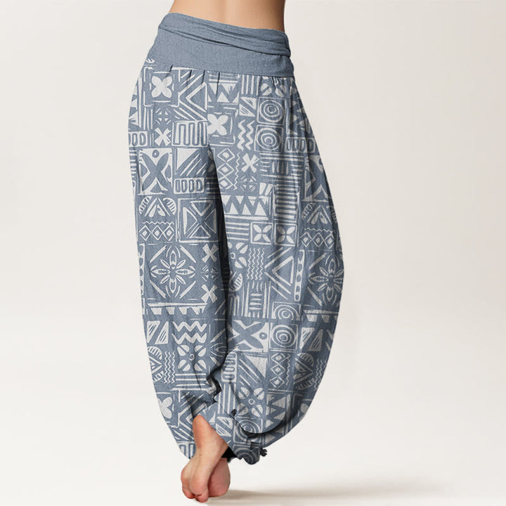Buddha Stones Lässige Haremshose mit geometrischem Muster im Tribal-Stil für Damen mit elastischer Taille - image 10