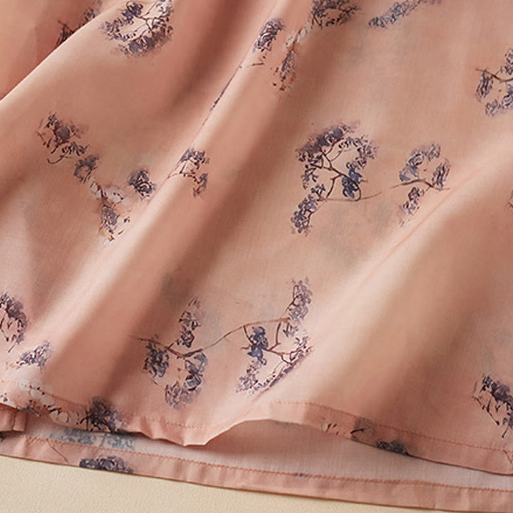 Buddha Stones Sommer-Cheongsam-Midikleid aus Baumwolle mit Vintage-Druck, Blumenmuster, schrägem Knopf, Stehkragen, halblangen Ärmeln und Taschen - image 6