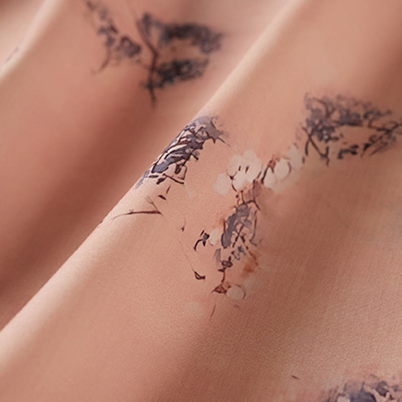 Buddha Stones Sommer-Cheongsam-Midikleid aus Baumwolle mit Vintage-Druck, Blumenmuster, schrägem Knopf, Stehkragen, halblangen Ärmeln und Taschen - image 4