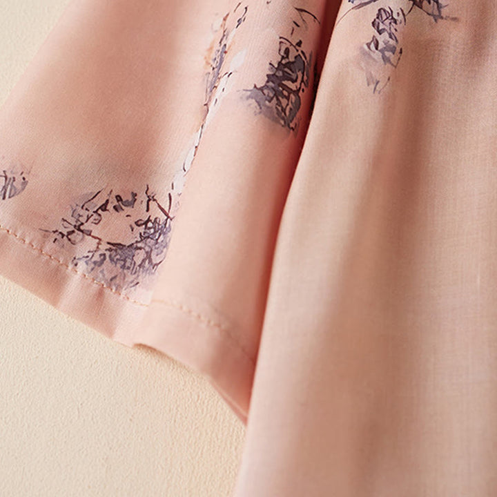 Buddha Stones Sommer-Cheongsam-Midikleid aus Baumwolle mit Vintage-Druck, Blumenmuster, schrägem Knopf, Stehkragen, halblangen Ärmeln und Taschen - image 3